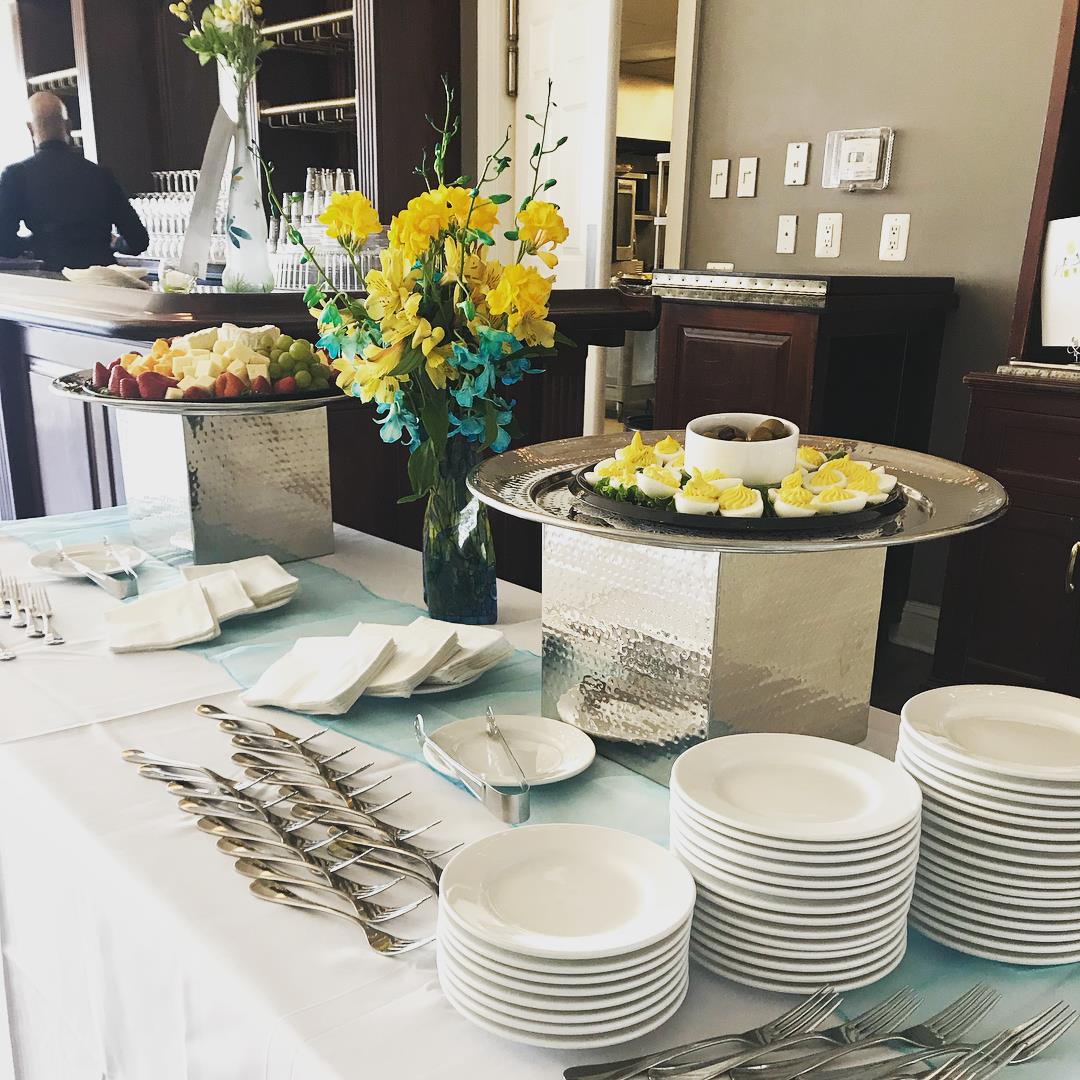 Turquoise and Yellow Appetizer Station