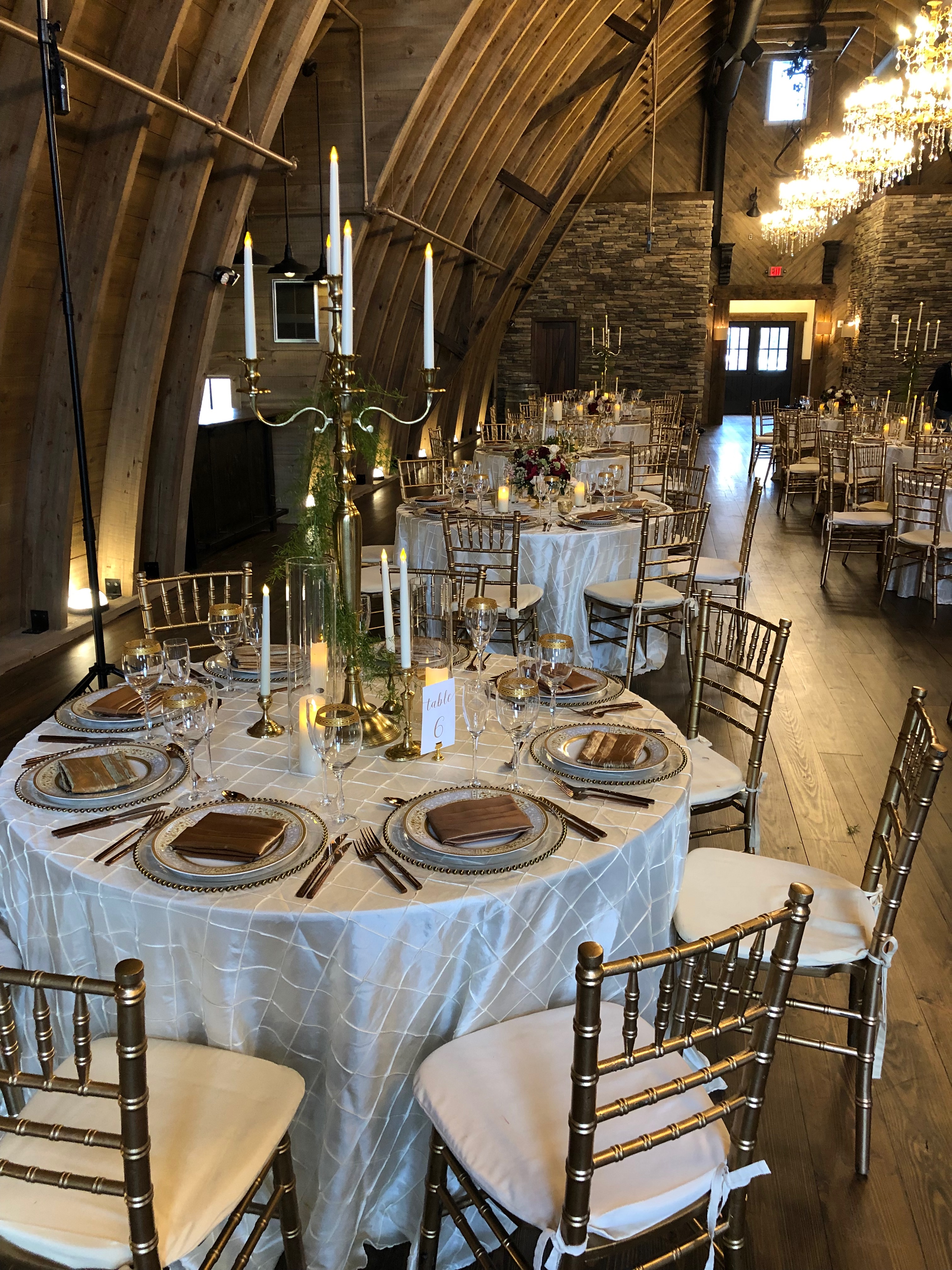 Ivory and gold set up at Sweeney Barn