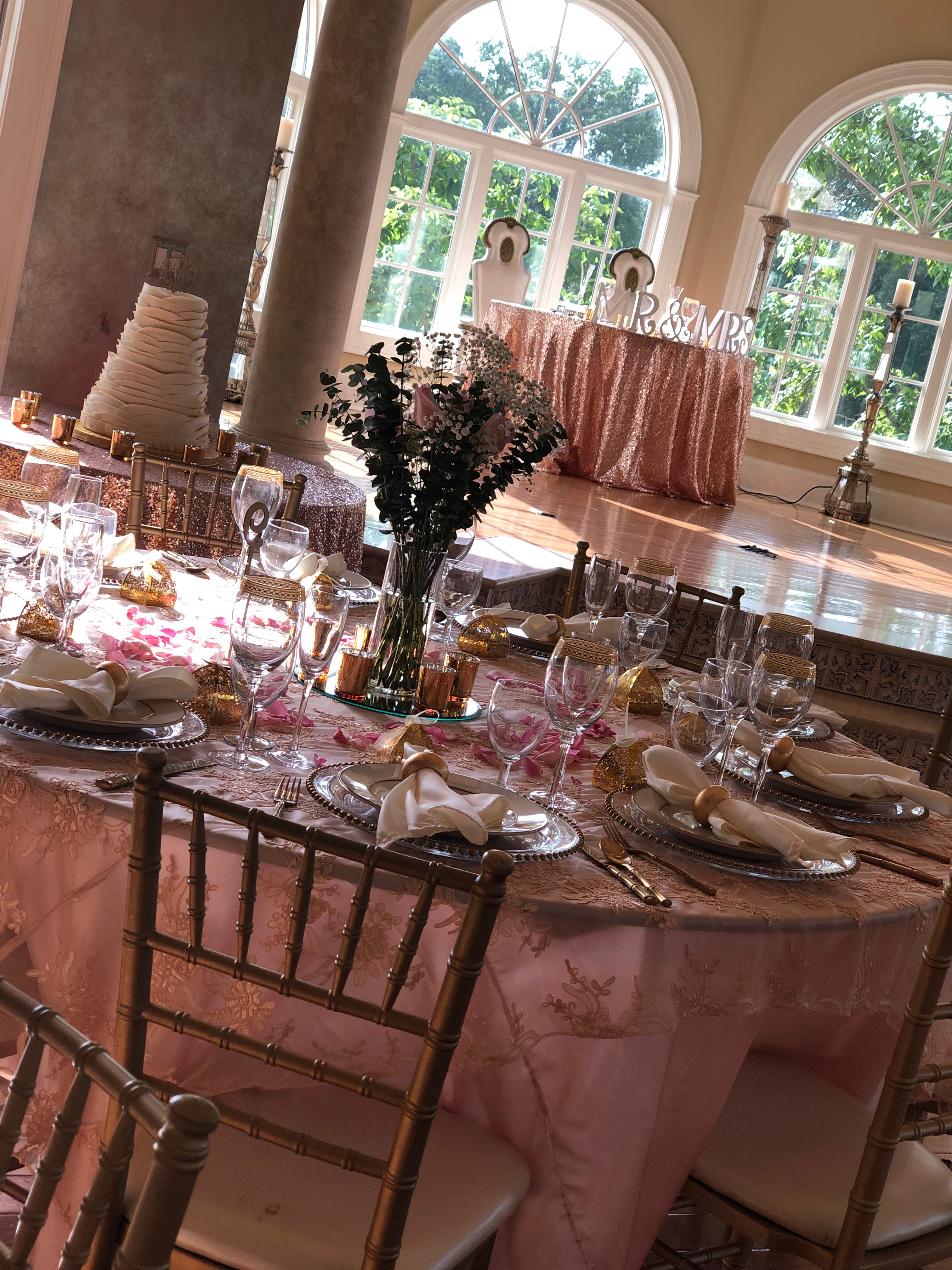Blush theme set up at Morais Vineyard