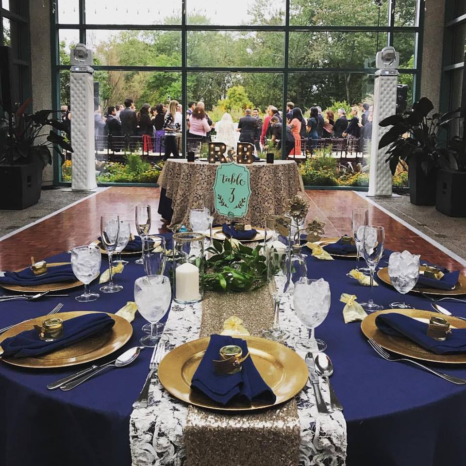 Navy and Gold with Gold Sequin Linens