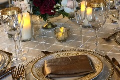 Ivory pintuck linen with golden accents