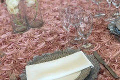 Blush rosette linen with silver accents