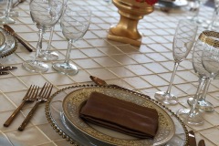 Ivory pintuck linen with Versaille and Gold bamboo set